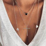 Bohemian Cross Heart Long Necklace