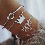 Retro Crown Elephant Silver Bracelet