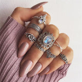 Retro Flower Leaves Rhinestone Ring