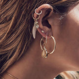 Leaf Palm Eyes Gem Earrings