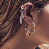 Leaf Palm Eyes Gem Earrings