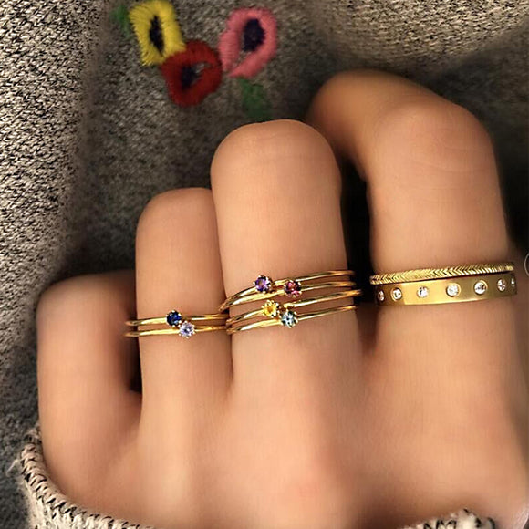 Simple Colorful Crystal Ring