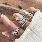 Retro Colorful Crystal Cross Ring