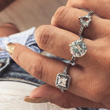 Charm Gem Heart Vintage Rings