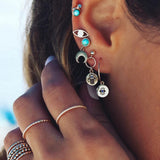 Gem Moon Eye Gold Earrings
