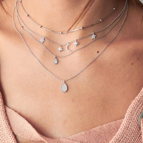 Trendy Choker Crystal Moon Necklace