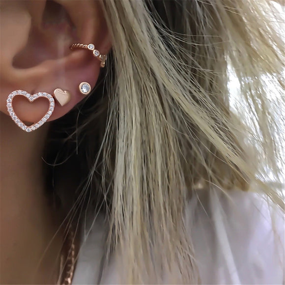Punk Heart Crystal Stars Earrings