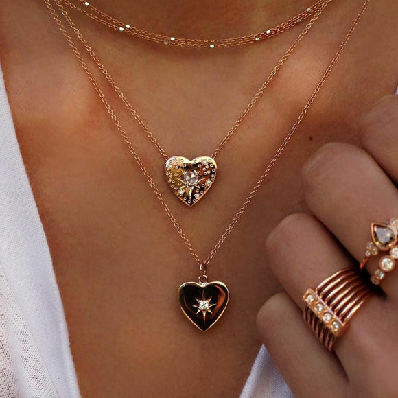Trendy Choker Crystal Heart Necklace