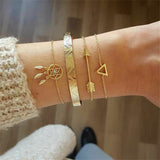 Vintage Leaf Gem Gold Bracelets