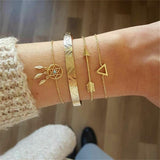 Vintage Leaf Gem Gold Bracelets