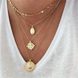 Multilayer Crystal Cross Flower Necklace